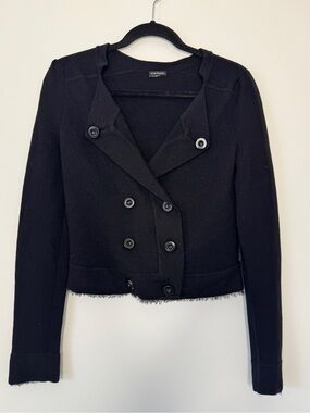 Club Monaco Jacket Double Breasted Button V Neck Sweater Cropped Merino Wool S